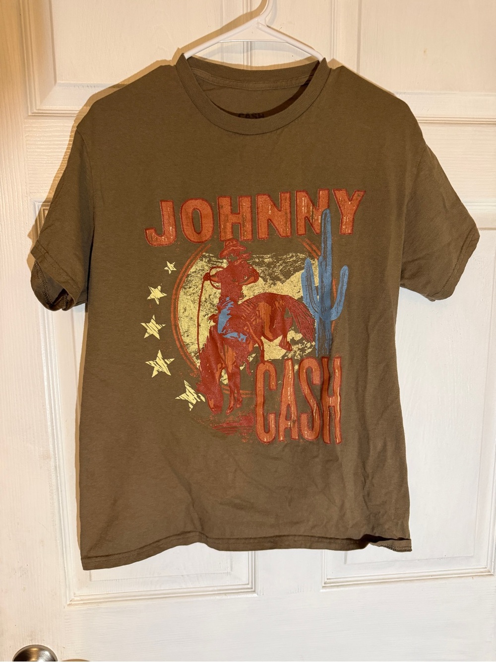Johnny Cash Graphic Tank Top - Olive Green